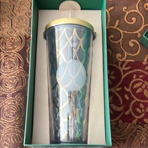 Starbucks Gold and Green Mermaid Tumbler